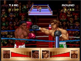 In game image of Riddick Bowe Boxing on the Nintendo SNES.