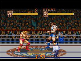 In game image of Saturday Night Slam Masters on the Nintendo SNES.