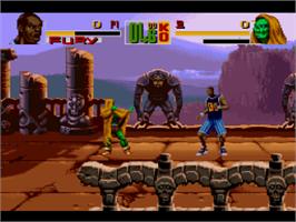 In game image of Shaq Fu on the Nintendo SNES.