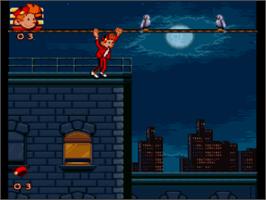 In game image of Spirou on the Nintendo SNES.