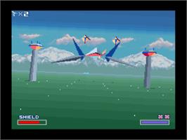 In game image of Star Fox: Super Weekend Competition on the Nintendo SNES.