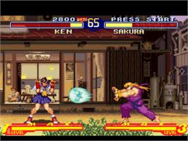 In game image of Street Fighter Alpha 2 on the Nintendo SNES.