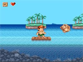 In game image of Super Adventure Island II on the Nintendo SNES.