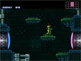 In game image of Super Metroid on the Nintendo SNES.