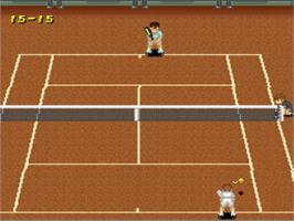 In game image of Super Tennis on the Nintendo SNES.