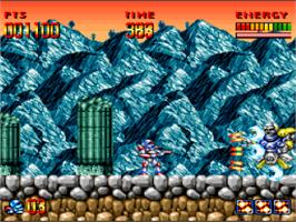In game image of Super Turrican on the Nintendo SNES.