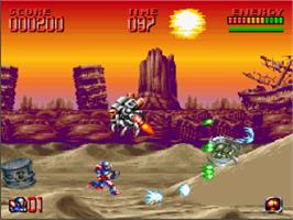 In game image of Super Turrican 2 on the Nintendo SNES.