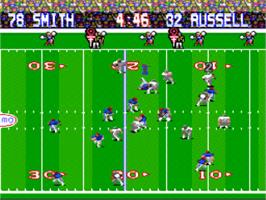 In game image of Tecmo Super Bowl on the Nintendo SNES.