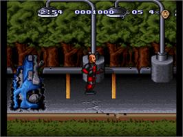 In game image of The Incredible Crash Dummies on the Nintendo SNES.