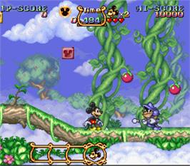 In game image of The Magical Quest Starring Mickey Mouse on the Nintendo SNES.