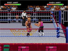 In game image of WWF Raw on the Nintendo SNES.