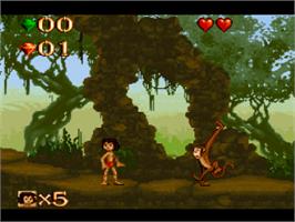 In game image of Walt Disney's The Jungle Book on the Nintendo SNES.