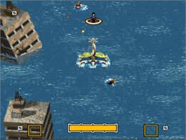 In game image of Waterworld on the Nintendo SNES.