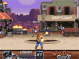 In game image of Wild Guns on the Nintendo SNES.