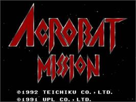 Title screen of Acrobat Mission on the Nintendo SNES.