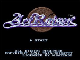 Title screen of ActRaiser on the Nintendo SNES.