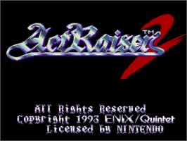 Title screen of ActRaiser 2: Chinmoku e no Seisen on the Nintendo SNES.