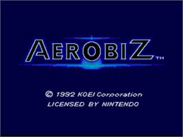 Title screen of Aerobiz on the Nintendo SNES.