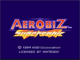 Title screen of Aerobiz Supersonic on the Nintendo SNES.