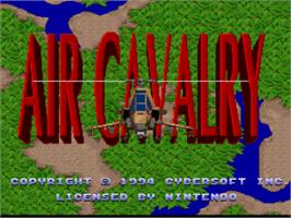 Title screen of Air Cavalry on the Nintendo SNES.