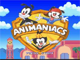 Title screen of Animaniacs on the Nintendo SNES.