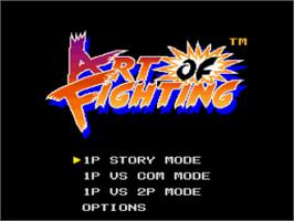 Title screen of Art of Fighting on the Nintendo SNES.