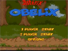 Title screen of Asterix and Obelix on the Nintendo SNES.