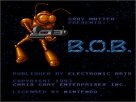 Title screen of B.O.B. on the Nintendo SNES.