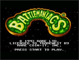 Title screen of Battletoads in Battlemaniacs on the Nintendo SNES.