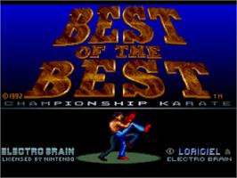 Title screen of Best of the Best Championship Karate on the Nintendo SNES.