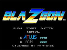 Title screen of BlaZeon: The Bio-Cyborg Challenge on the Nintendo SNES.