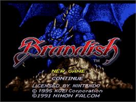 Title screen of Brandish on the Nintendo SNES.