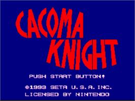 Title screen of Cacoma Knight in Bizyland on the Nintendo SNES.