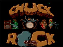 Title screen of Chuck Rock on the Nintendo SNES.