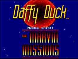 Title screen of Daffy Duck: The Marvin Missions on the Nintendo SNES.