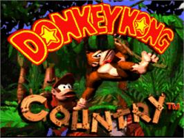 Title screen of Donkey Kong Country on the Nintendo SNES.