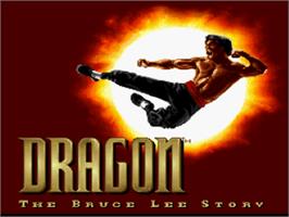Title screen of Dragon: The Bruce Lee Story on the Nintendo SNES.