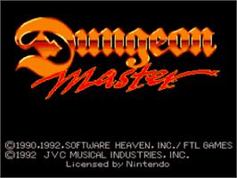 Title screen of Dungeon Master on the Nintendo SNES.