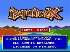 Title screen of Equinox on the Nintendo SNES.