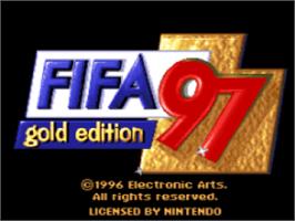 Title screen of FIFA 97: Gold Edition on the Nintendo SNES.