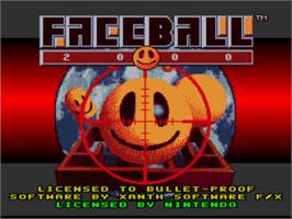 Title screen of Faceball 2000 on the Nintendo SNES.