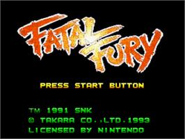 Title screen of Fatal Fury on the Nintendo SNES.