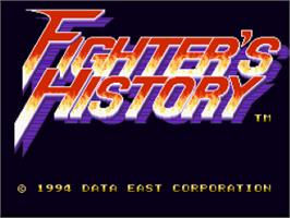 Title screen of Fighter's History on the Nintendo SNES.