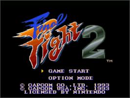 Title screen of Final Fight 2 on the Nintendo SNES.