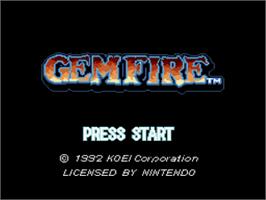 Title screen of Gemfire on the Nintendo SNES.