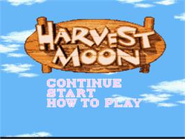 Title screen of Harvest Moon on the Nintendo SNES.