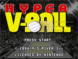 Title screen of Hyper V-Ball on the Nintendo SNES.