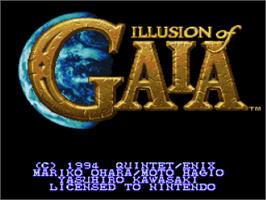 Title screen of Illusion of Gaia on the Nintendo SNES.