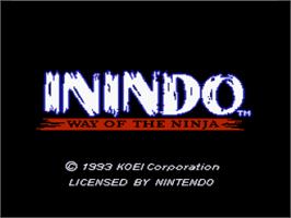 Title screen of Inindo: Way of the Ninja on the Nintendo SNES.