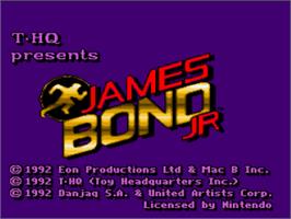 Title screen of James Bond Jr. on the Nintendo SNES.